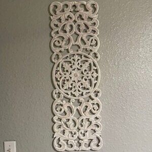 Carved White Wood Wall Panel – Vintage Farmhouse Decorative Accent (2nd Item )